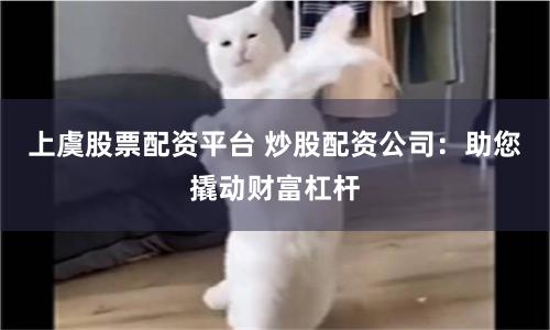 上虞股票配资平台 炒股配资公司：助您撬动财富杠杆